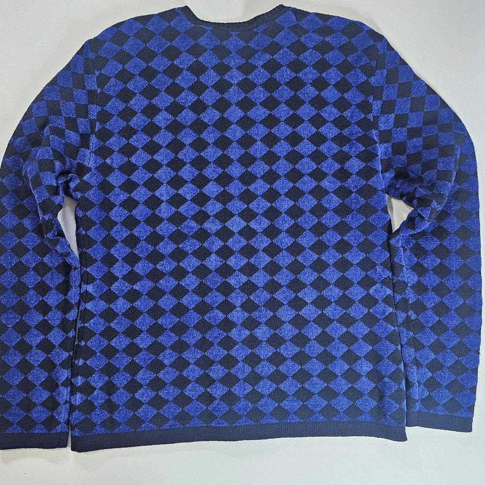 Wool‎ Blend Mark Vintage Merino Wool Womens Sweater Medium Blue Black Geometric